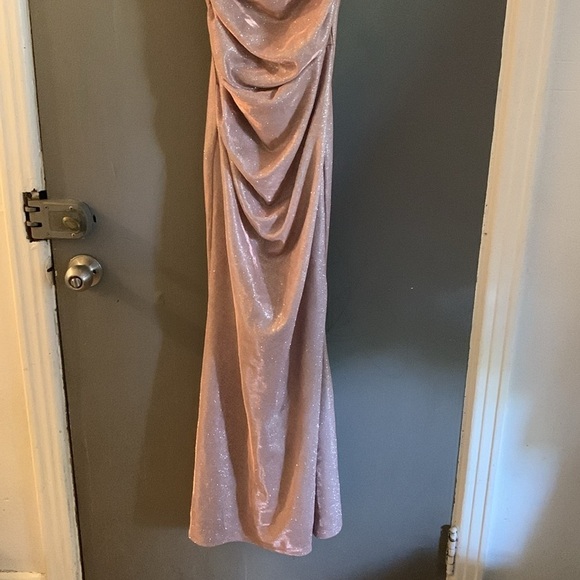 Pink Gold Slip Dress Cowl Neck Sleeveless Cocktail sparkly mermaid - Picture 2 of 6